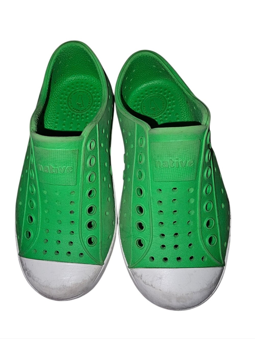 Native Kids Green Slip-On Water Shoes with White Toecaps